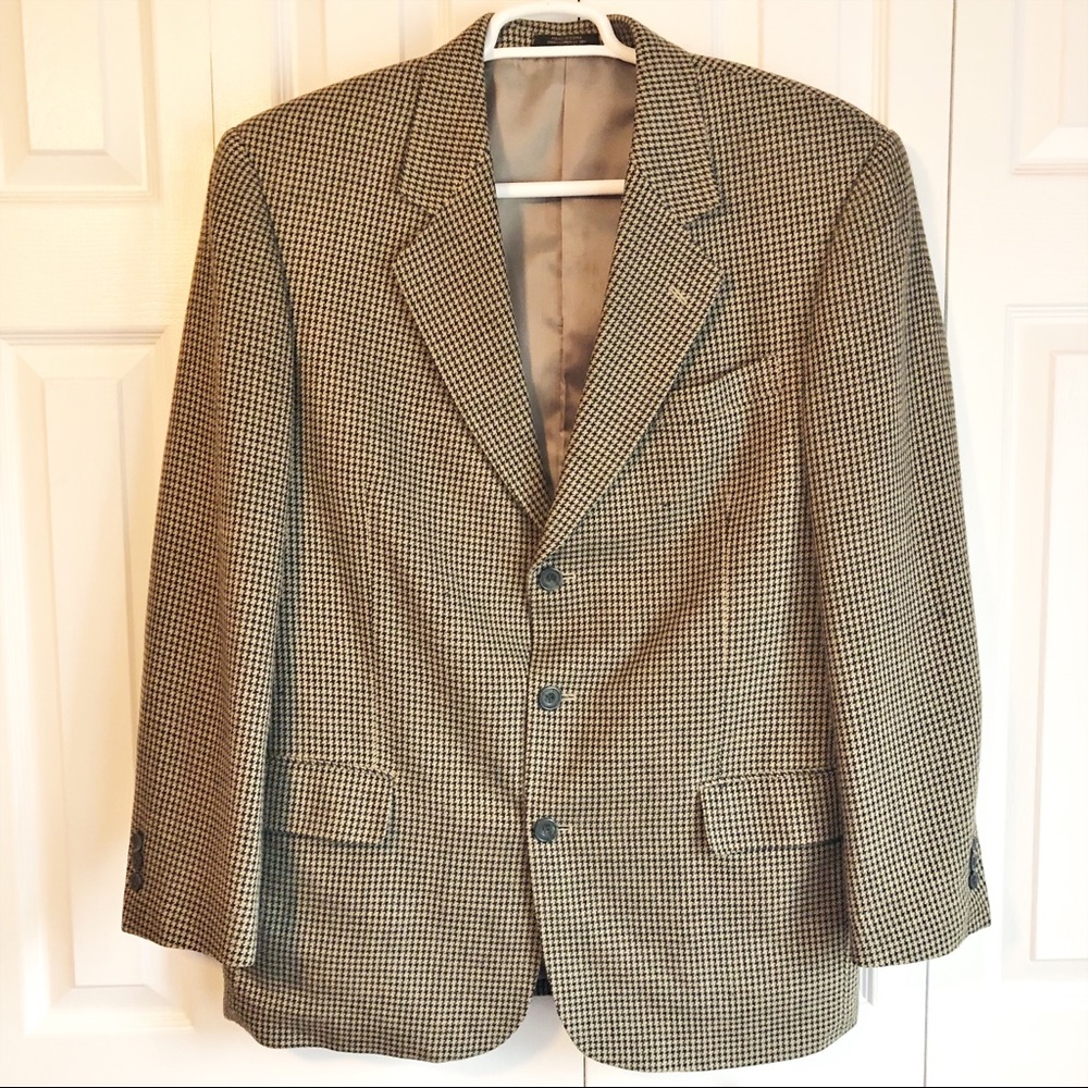 Vintage W.H. Clothiers Houndstooth Silk & Wool Blend Blazer 42R